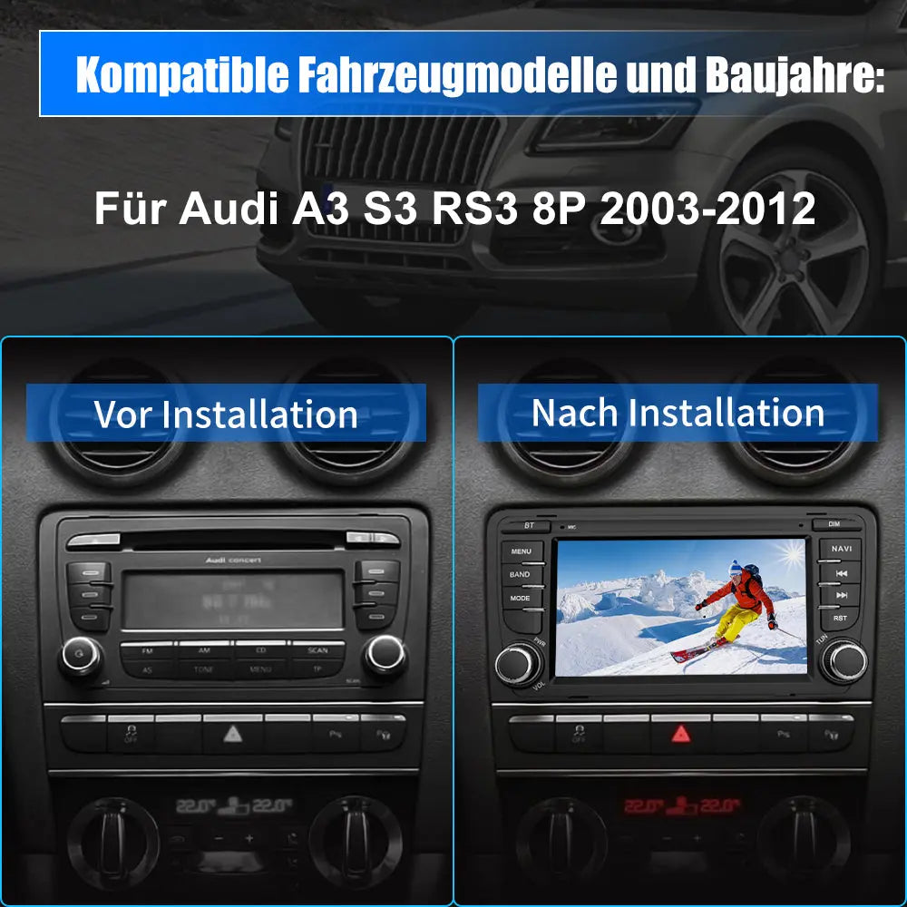 AWESAFE Car Radio for Audi A3 S3 RS3 8P 2003-2012 Android 12 System 7 Inch Touchscreen [2G+32G] with Navigation/Carplay/Android Auto/Bluetooth/WiFi AWESAFE