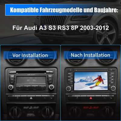 AWESAFE Car Radio for Audi A3 S3 RS3 8P 2003-2012 Android 12 System 7 Inch Touchscreen [2G+32G] with Navigation/Carplay/Android Auto/Bluetooth/WiFi AWESAFE