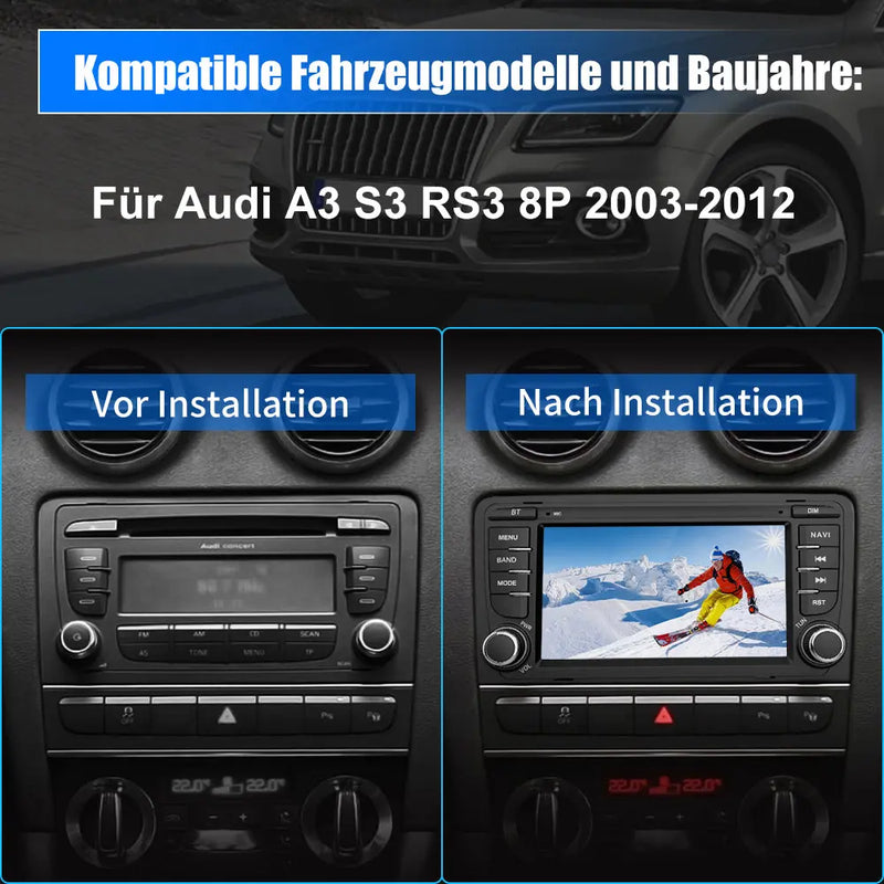 AWESAFE Car Radio for Audi A3 S3 RS3 8P 2003-2012 Android 12 System 7 Inch Touchscreen [2G+32G] with Navigation/Carplay/Android Auto/Bluetooth/WiFi AWESAFE
