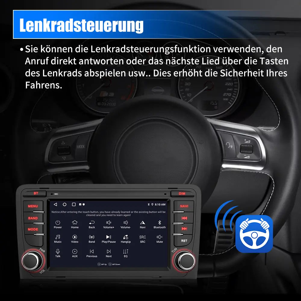 AWESAFE Car Radio for Audi A3 S3 RS3 8P 2003-2012 Android 12 System 7 Inch Touchscreen [2G+32G] with Navigation/Carplay/Android Auto/Bluetooth/WiFi AWESAFE