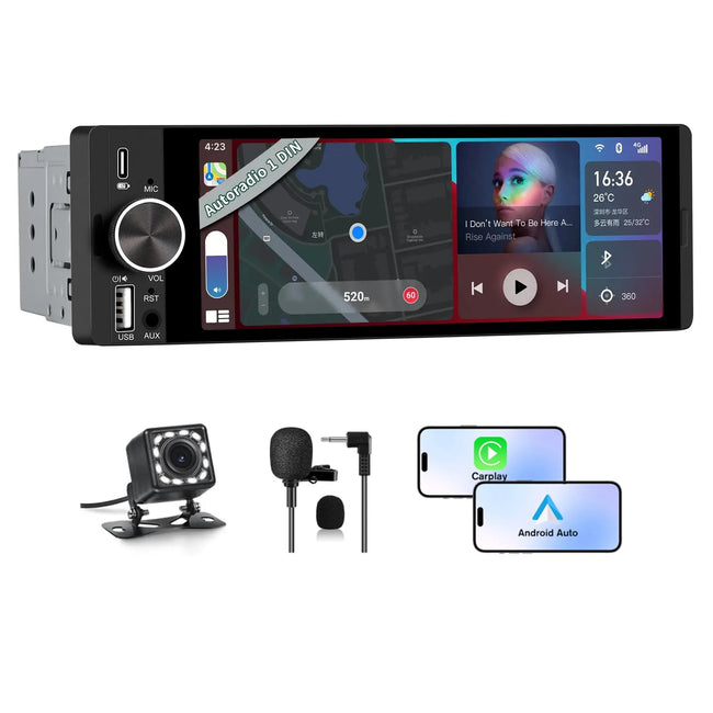 Wireless Smart Touchscreen Display 6.36'' | Bluetooth | Voice Control | HD Multimedia Screen AWESAFE