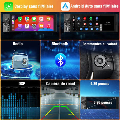 Wireless Smart Touchscreen Display 6.36'' | Bluetooth | Voice Control | HD Multimedia Screen AWESAFE