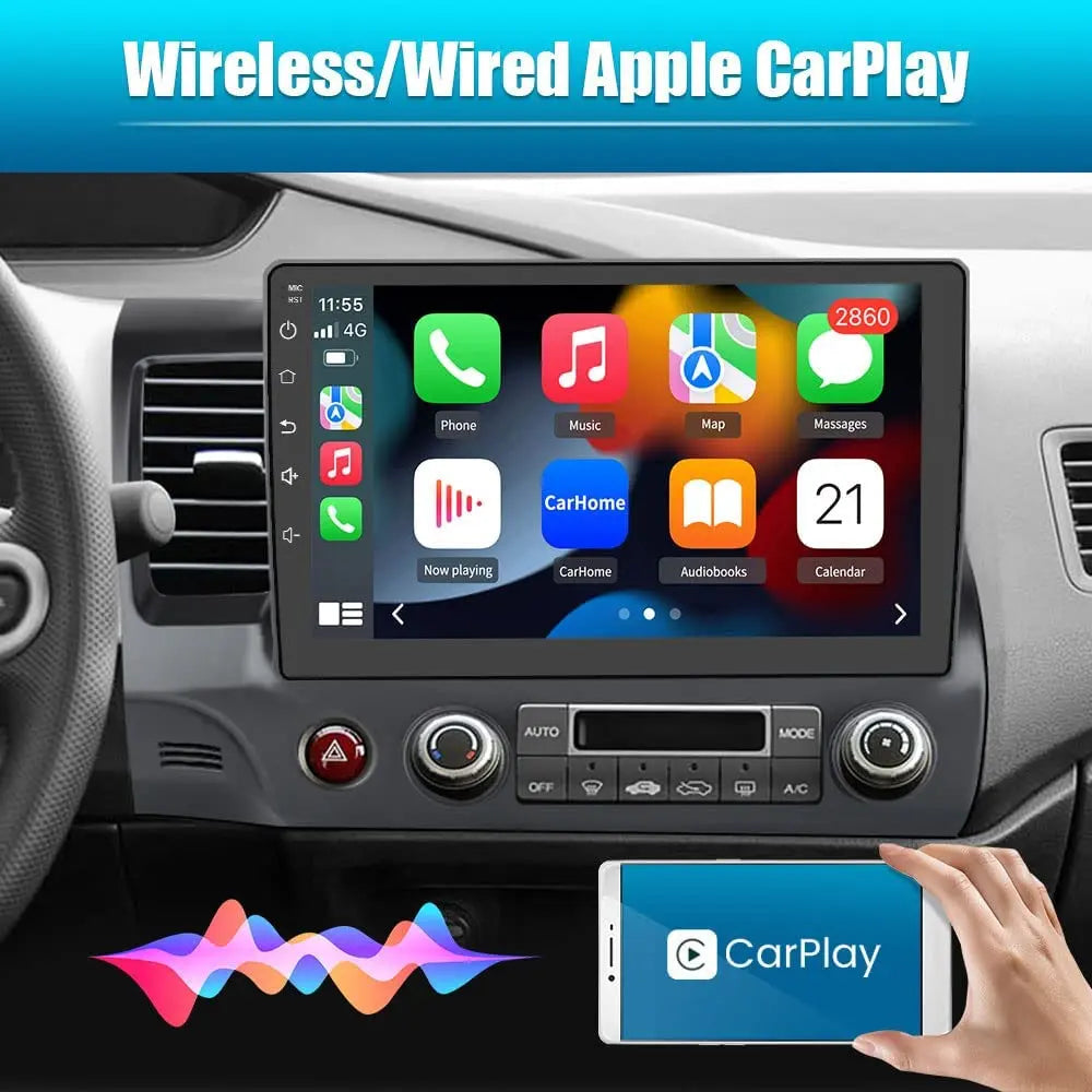 AWESAFE Car Radio Stereo for Honda Civic 2006-2011 with Built-in Wireless Apple CarPlay & Android Auto AWESAFE