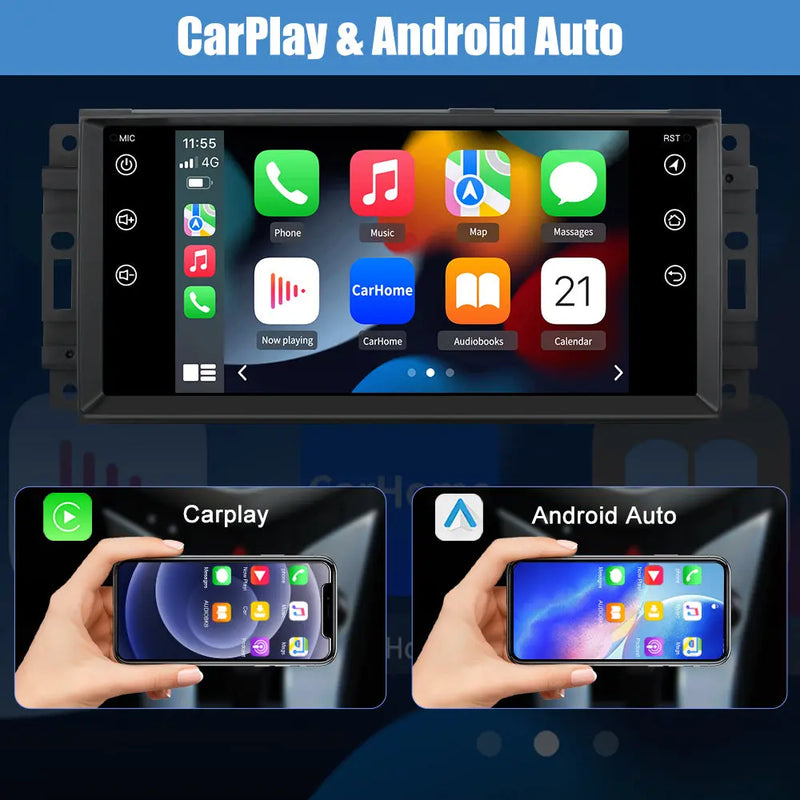 AWESAFE Car Radio Stereo for Jeep Wrangler JK Grand Cherokee Chrysler Dodge Replacement, Touch Screen Head Unit Bulit in Carplay Andriod Auto 2G Ram 32G ROM Visit the AWESAFE Store