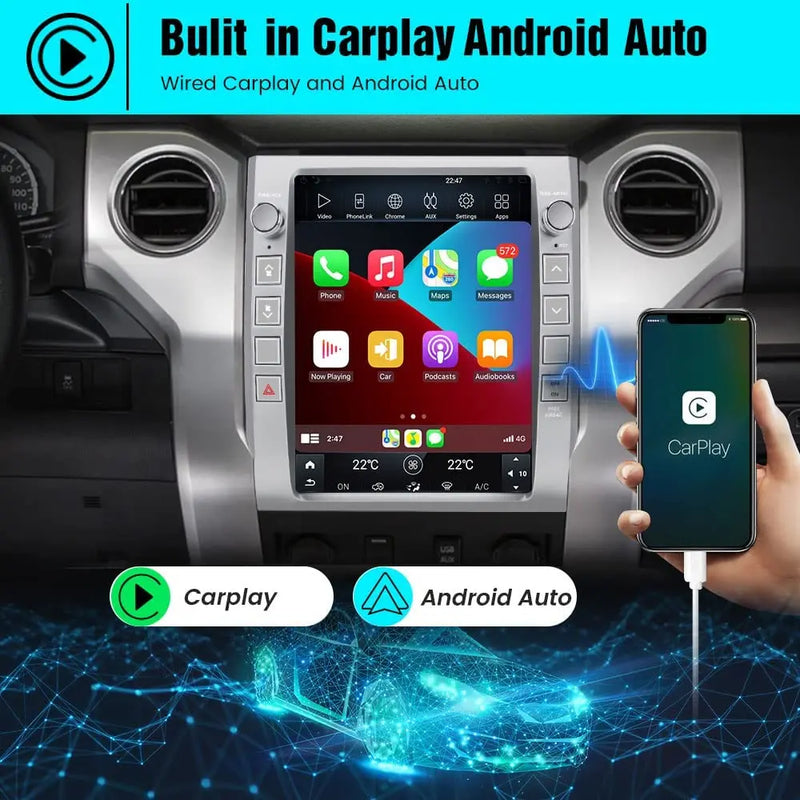 AWESAFE Car Radio for Toyota Tundra 2014-2020 12.1 Inch Tesla Style GPS Navigation with Built-in Wireless Apple CarPlay & Android Auto AWESAFE