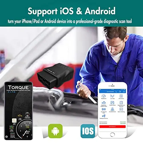  OBD2 Scanner Bluetooth for iOS iPhone and Android, Car